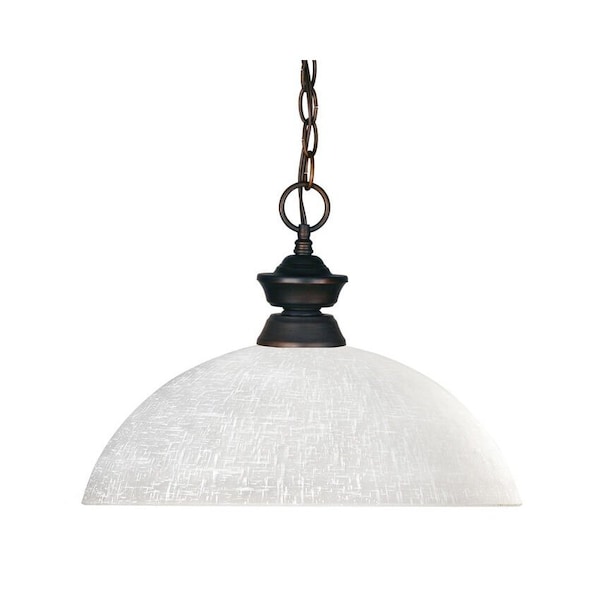 Z-Lite Riviera 1 Light Pendant, Olde Bronze & White Linen 100701OB-DWL14 - main